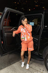 Peach " New Beginnings " Jacket & Shorts Set