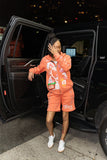 Peach " New Beginnings " Jacket & Shorts Set