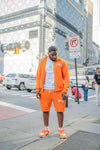 “ Orange Classic V2 “ Rhinestone Jacket & Shorts Set