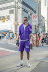 “ Purple Classic V2 “ Rhinestone Jacket & Shorts Set