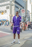 “ Purple Classic V2 “ Rhinestone Jacket & Shorts Set