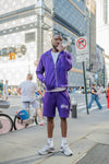 “ Purple Classic V2 “ Rhinestone Jacket & Shorts Set