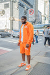 “ Orange Classic V2 “ Rhinestone Jacket & Shorts Set