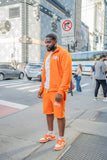 “ Orange Classic V2 “ Rhinestone Jacket & Shorts Set