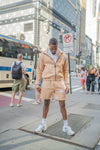 “ Tan Classic V2 “ Rhinestone Jacket & Shorts Set