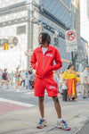 “ Red Classic V2 “ Rhinestone Jacket & Shorts Set