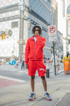 “ Red Classic V2 “ Rhinestone Jacket & Shorts Set