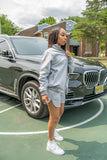 “ Wolf Grey Classic “ Rhinestone Jacket & Shorts Set