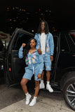 Light Blue " New Beginnings " Jacket & Shorts Set