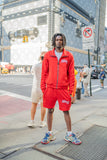 “ Red Classic V2 “ Rhinestone Jacket & Shorts Set