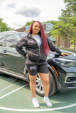 “ Black Classic “ Rhinestone Jacket & Shorts Set