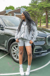 “ Wolf Grey Classic “ Rhinestone Jacket & Shorts Set