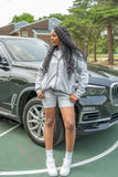 “ Wolf Grey Classic “ Rhinestone Jacket & Shorts Set