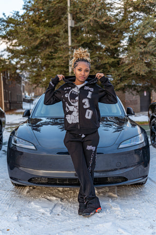 " Black " ME VS ME Rhinestone Sweatsuit